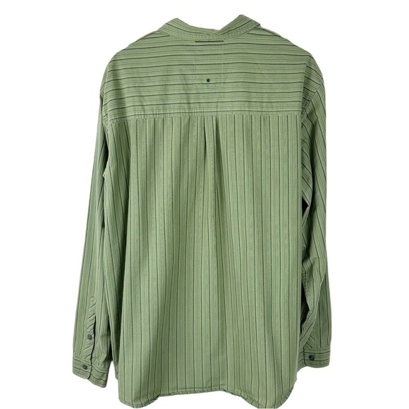 REI Men’s Green Stripe Long Sleeve Button Up Cool Plus Shirt - Picture 2 of 11